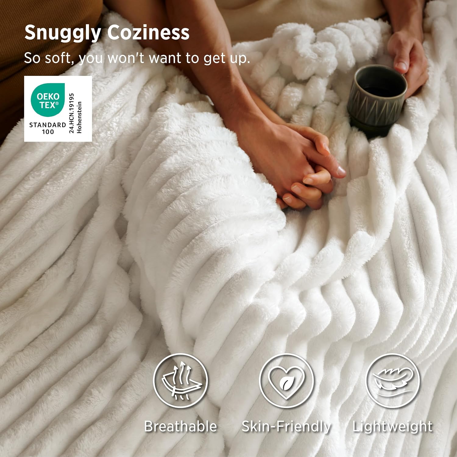 Thumbnail 2 de Bedsure GentleSoft White Throw Blanket, 50 x 60 in Off-White Fleece