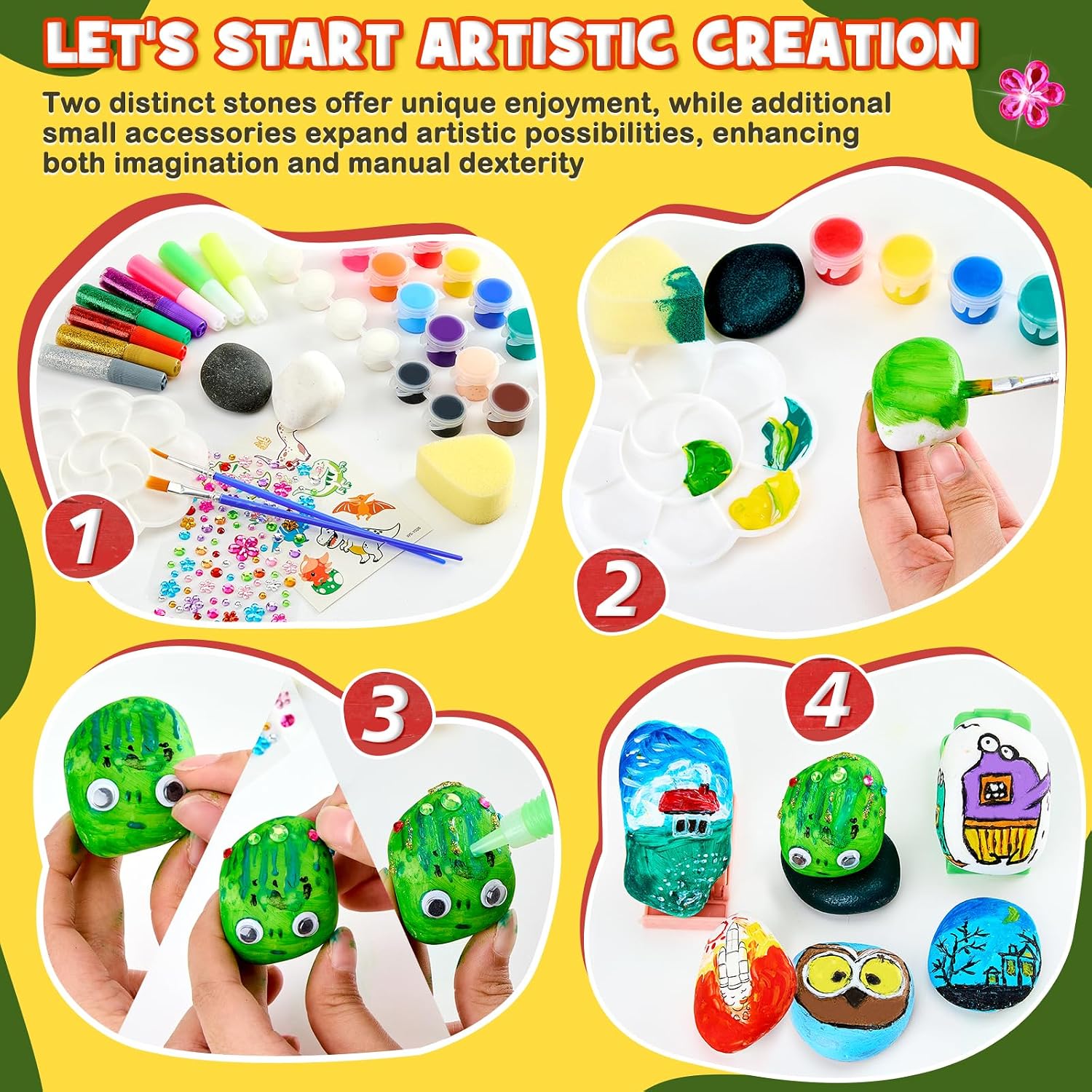 Thumbnail 2 de UPDOKIT Steine Bemalen Set – Kreatives Bastelset für Kinder ab 3 bis 12 Jahre