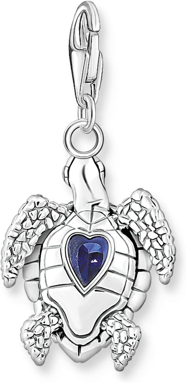 Detalle 2 de Thomas Sabo Charm-Anhänger Schildkröte – 925er Sterlingsilber, geschwärzt, blaue Steine