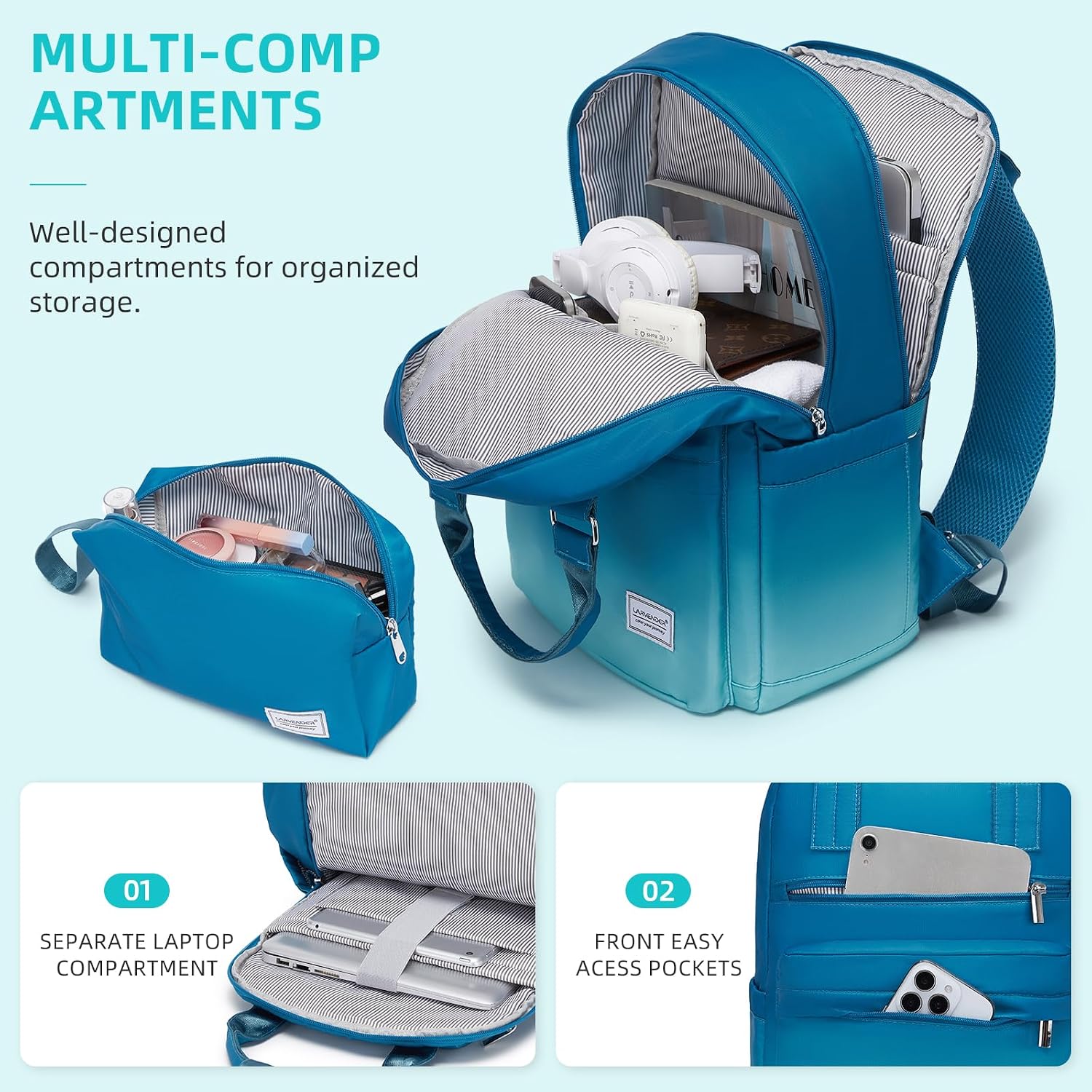 Detalle de LARVENDER Carry on Luggage 22x14x9