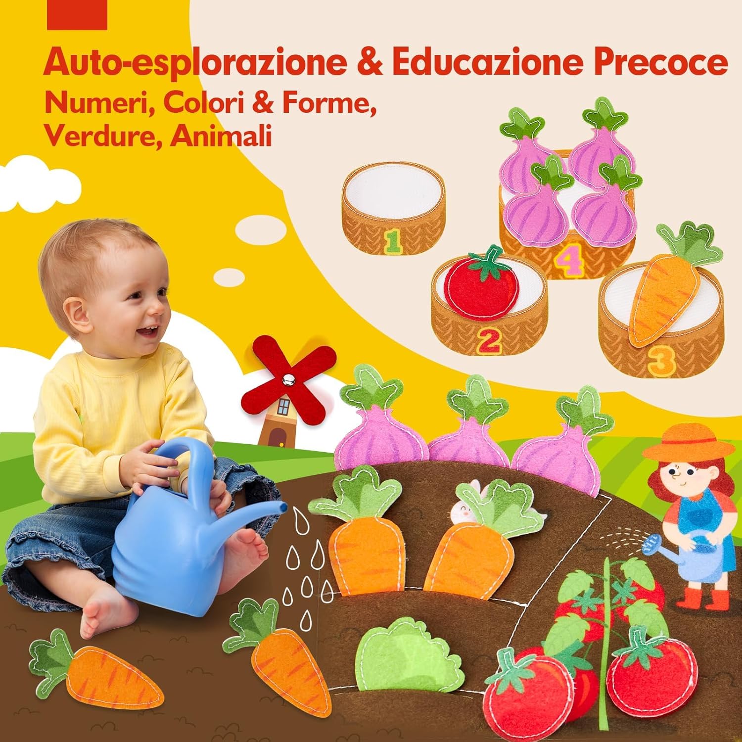 Thumbnail 3 de hahaland Libro Montessori Interattivo 1 Anno Busy Board in feltro (Quiet Book) 1–3 anni