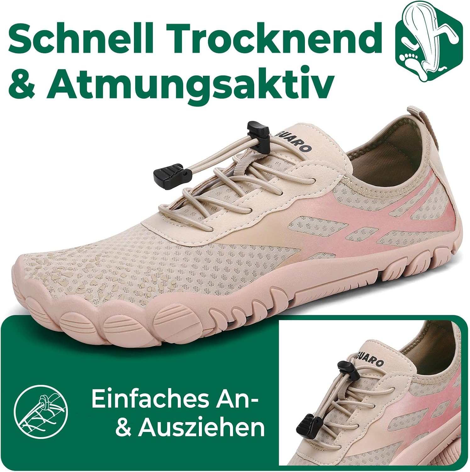 Detalle de SAGUARO Badeschuhe Damen Herren – Schnelltrocknende Aquaschuhe Gr.36-48