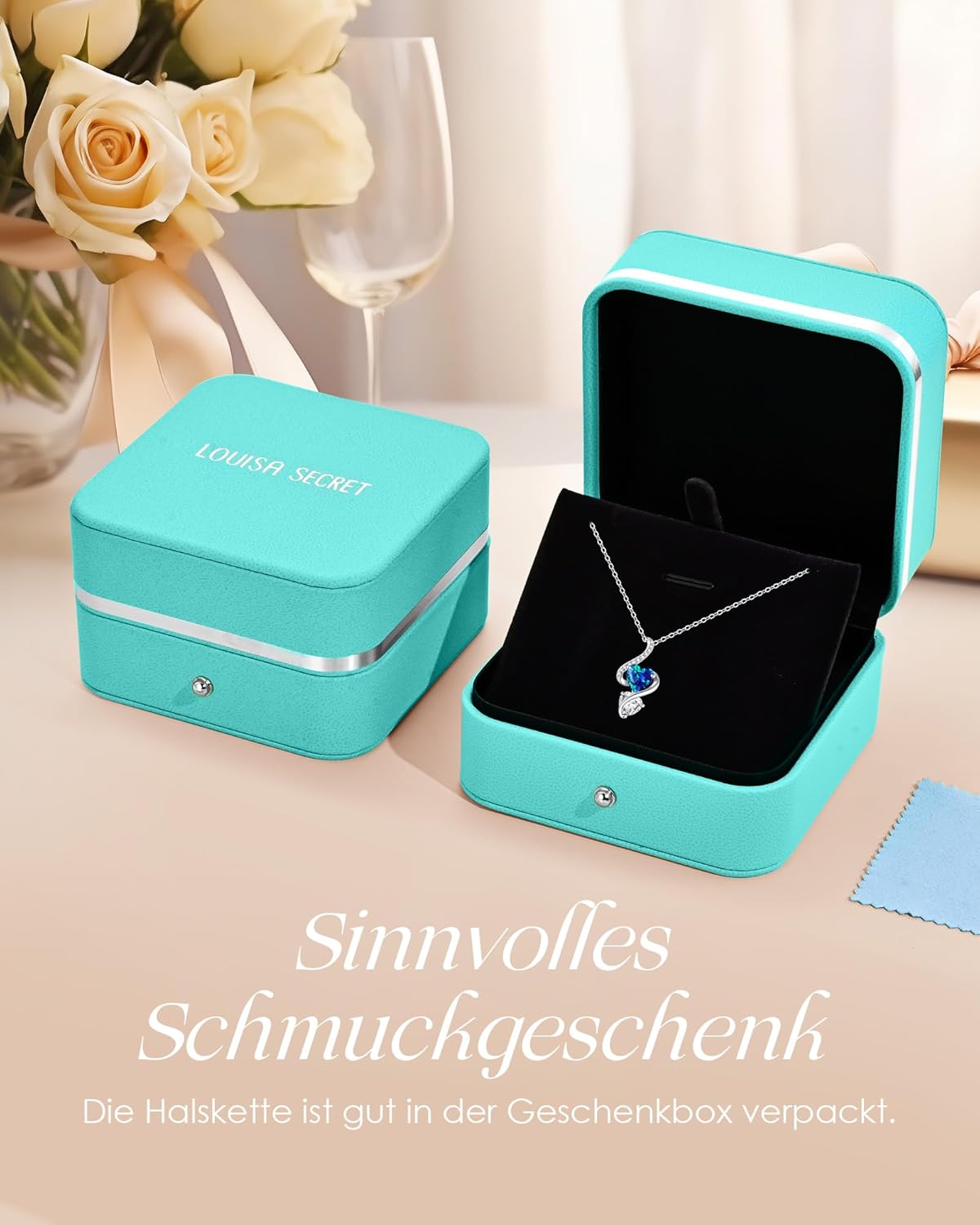 Thumbnail 5 de LOUISA SECRET Opal Doppelherz Halskette 45+5 cm