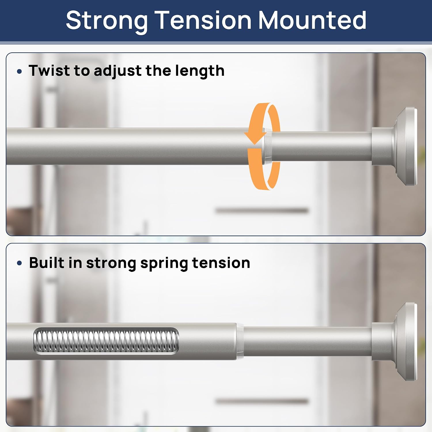 Detalle de ENJOYBASICS FEB0501007 Shower Curtain Rod, 30–76 Inch, Nickel Stainless Steel
