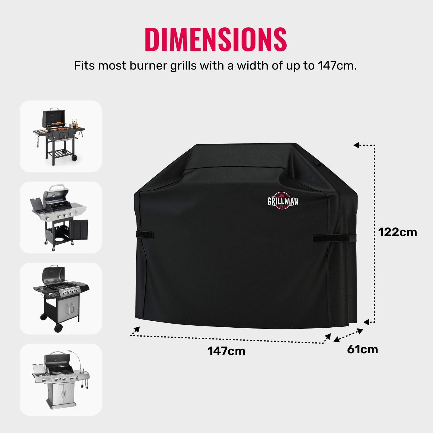 Thumbnail 2 de Grillman Heavy Duty BBQ Cover – 147 x 61 x 122 cm