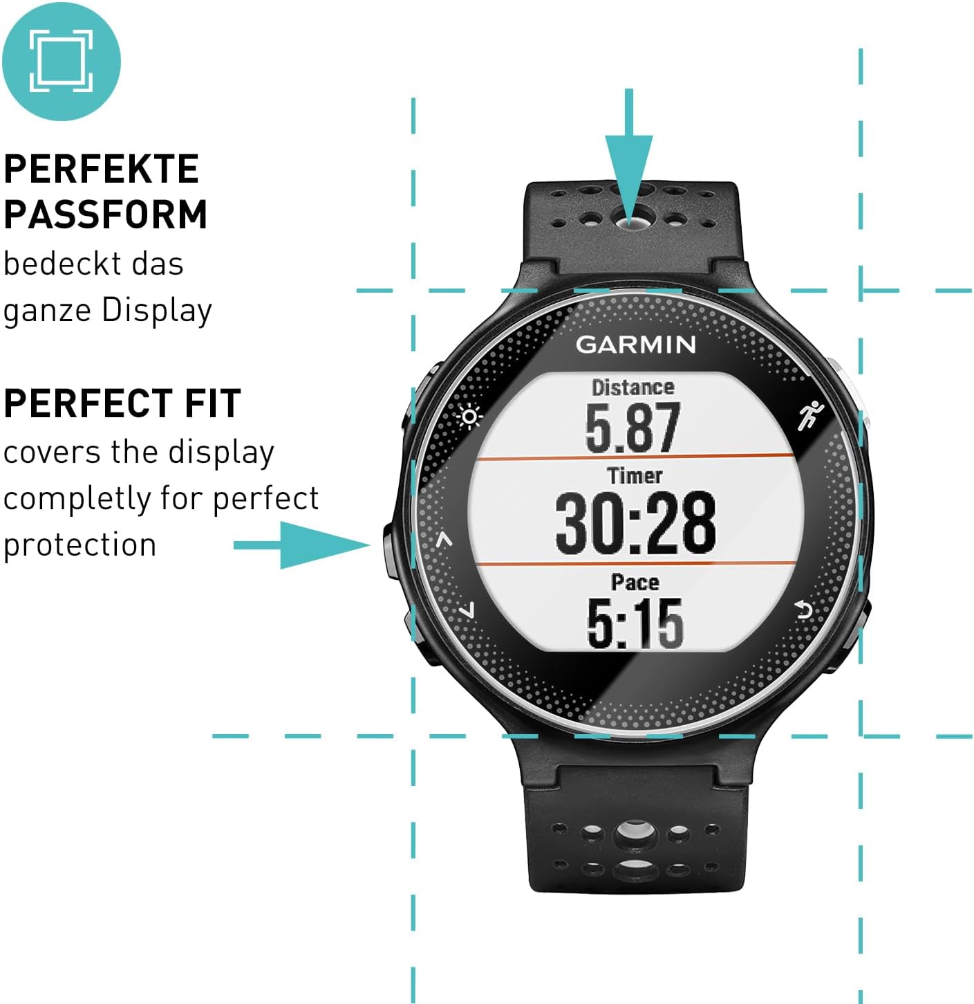 Detalle de SmarTect Tempered Glass Screen Protector for Garmin Forerunner 235, 9H, 3-Pack