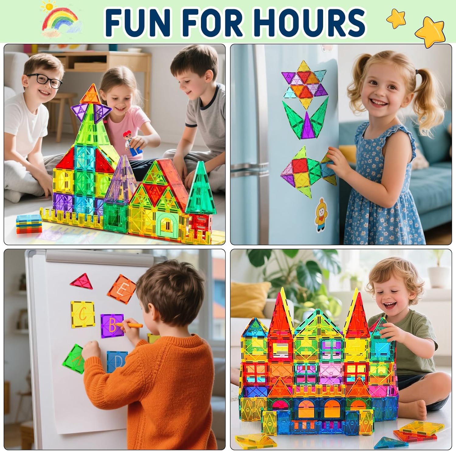 Thumbnail 6 de Magnetische Bausteine 120-tlg. Set mit 2 Magnetfiguren und 2 Autos – Montessori Magnetspielzeug für Kinder ab 4 Jahren