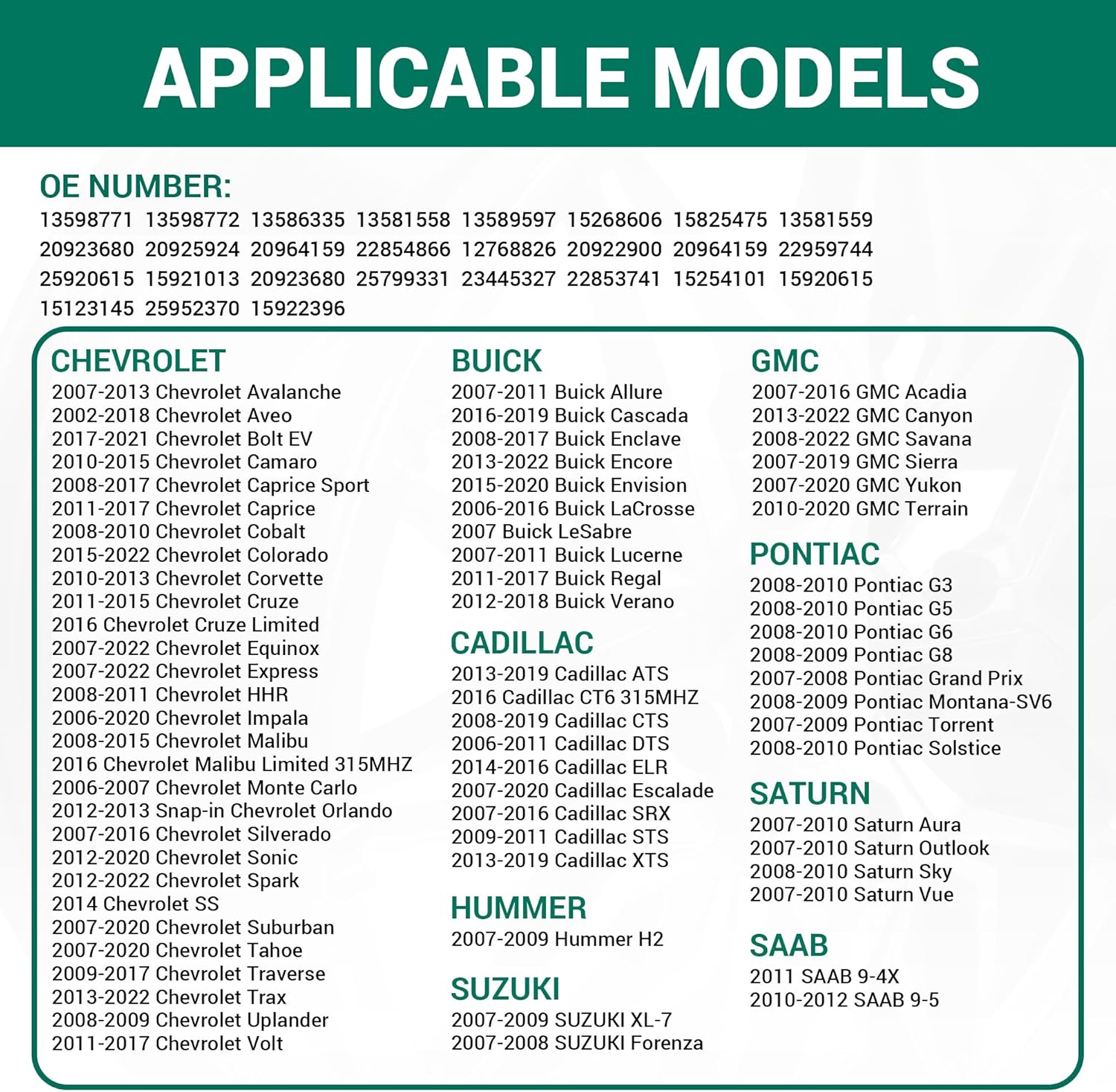 Thumbnail 1 de 4-Pack GM 315MHz TPMS Sensors (GM OE Replacement) for Select Chevy, GMC, Buick, Cadillac, Pontiac & More