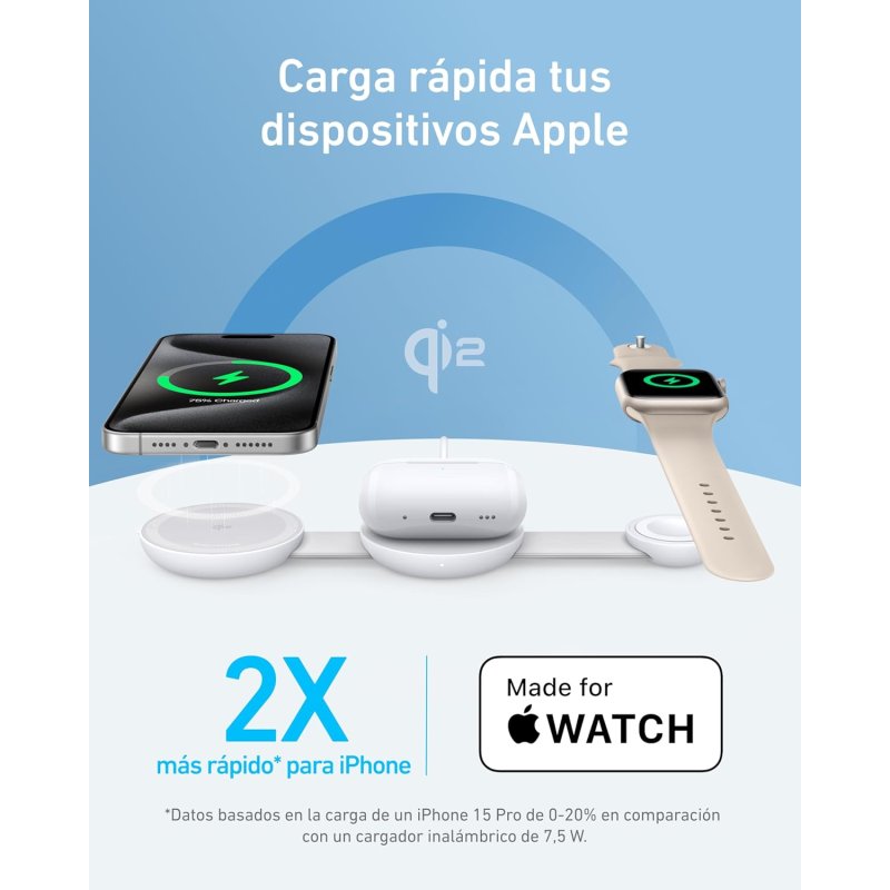 Thumbnail 1 de Anker MagGo Estación 3 en 1 compatible MagSafe Qi2 15W