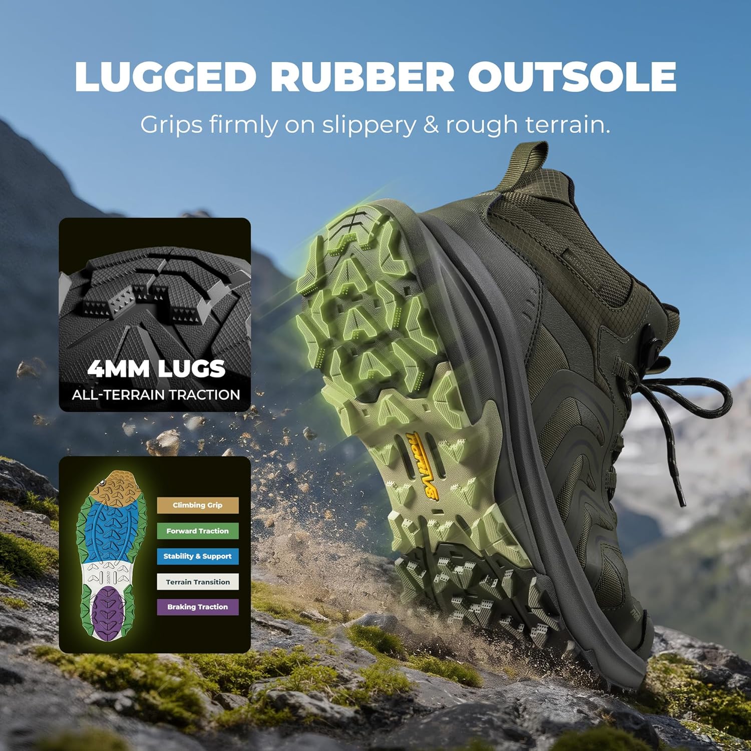 Thumbnail 6 de NORTIV 8 Men’s Waterproof PRO Hiking Boots (Armadillo FieldLite) — Lightweight, Waterproof Trekking & Outdoor Shoes