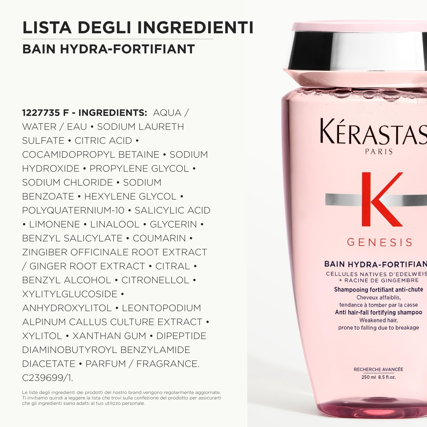 Detalle de Kérastase Genesis Bain Hydra-Fortifiant: shampoo professionale fortificante per capelli fragili