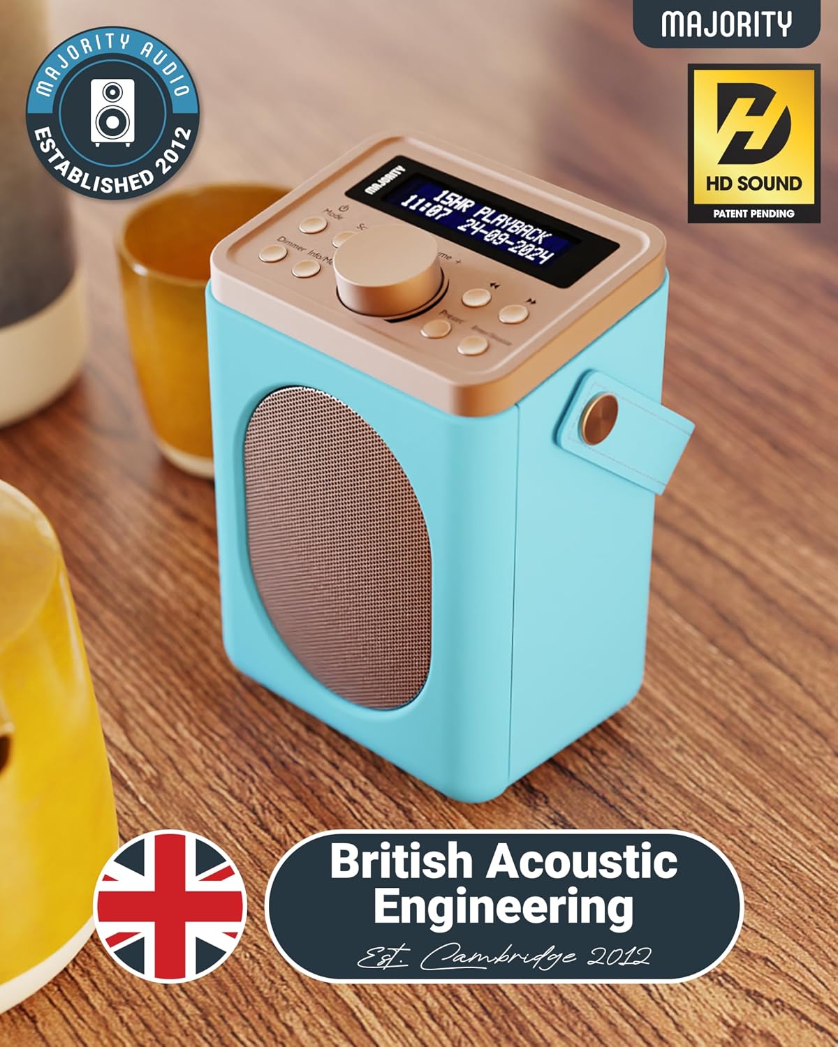 Detalle de MAJORITY Little Shelford Portable DAB+ Radio with Bluetooth (Duck Egg)