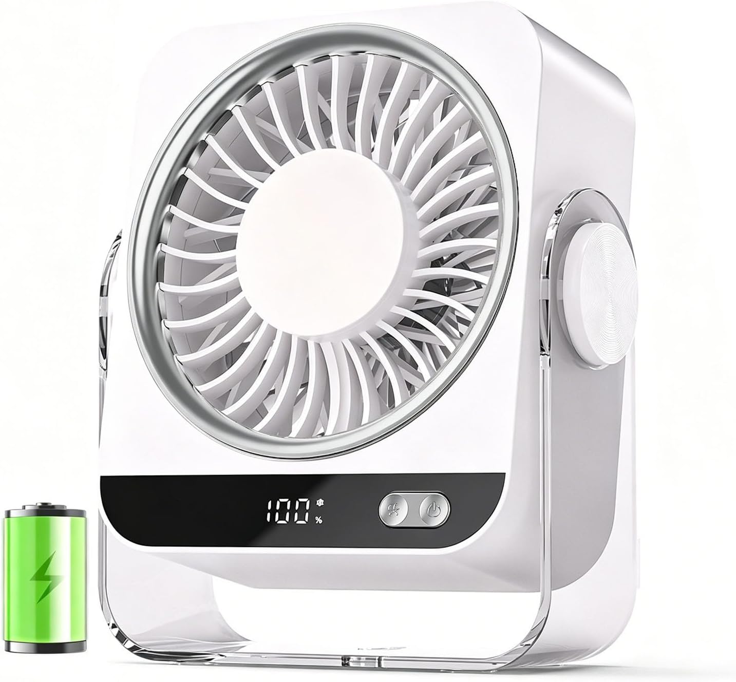 Detalle de FGHB USB Desk Fan: Portable 5-Speed Mini Desktop Fan with 180° Rotation and 4000mAh Battery
