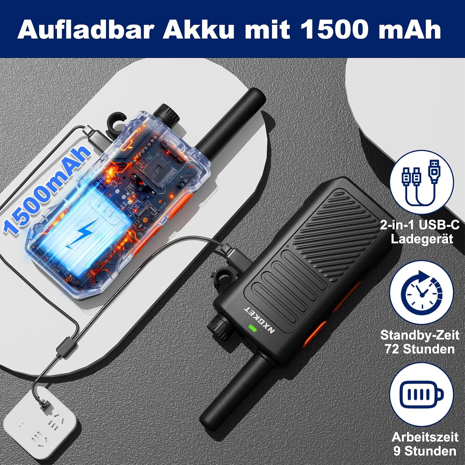 Thumbnail 2 de NXGKET Walkie Talkies 1500 mAh
