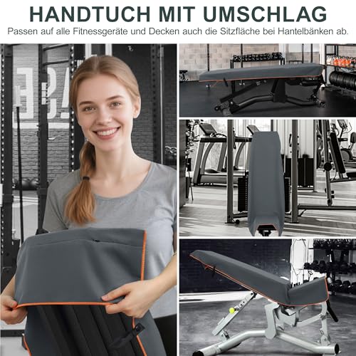 Detalle de Jokisa Fitness Handtuch 2er Set – 120 × 50 cm, Mikrofaser, Kapuze und verstecktes Reißverschlussfach