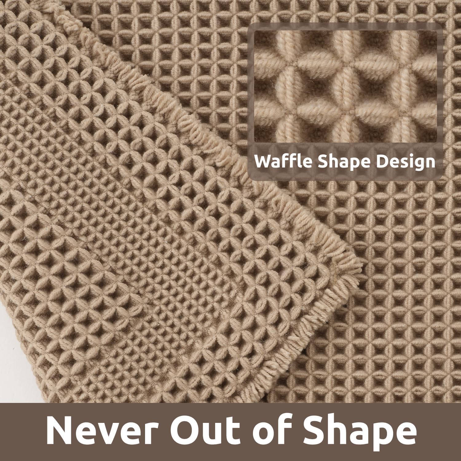 Detalle de AMOAMI Waffle Bath Mat 24"x72"