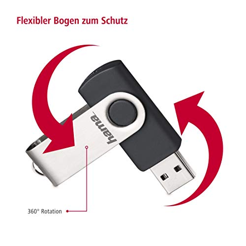 Thumbnail 2 de Hama Rotate: Pendrive USB 2.0 de 128 GB con diseño giratorio y clip de metal