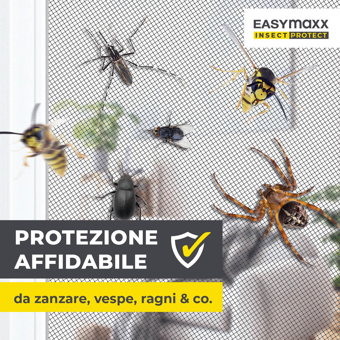 Detalle de EASYmaxx Zanzariera per finestre con Magic Click (tagliabile su misura fino a 150×130 cm, nero) con 12 magneti