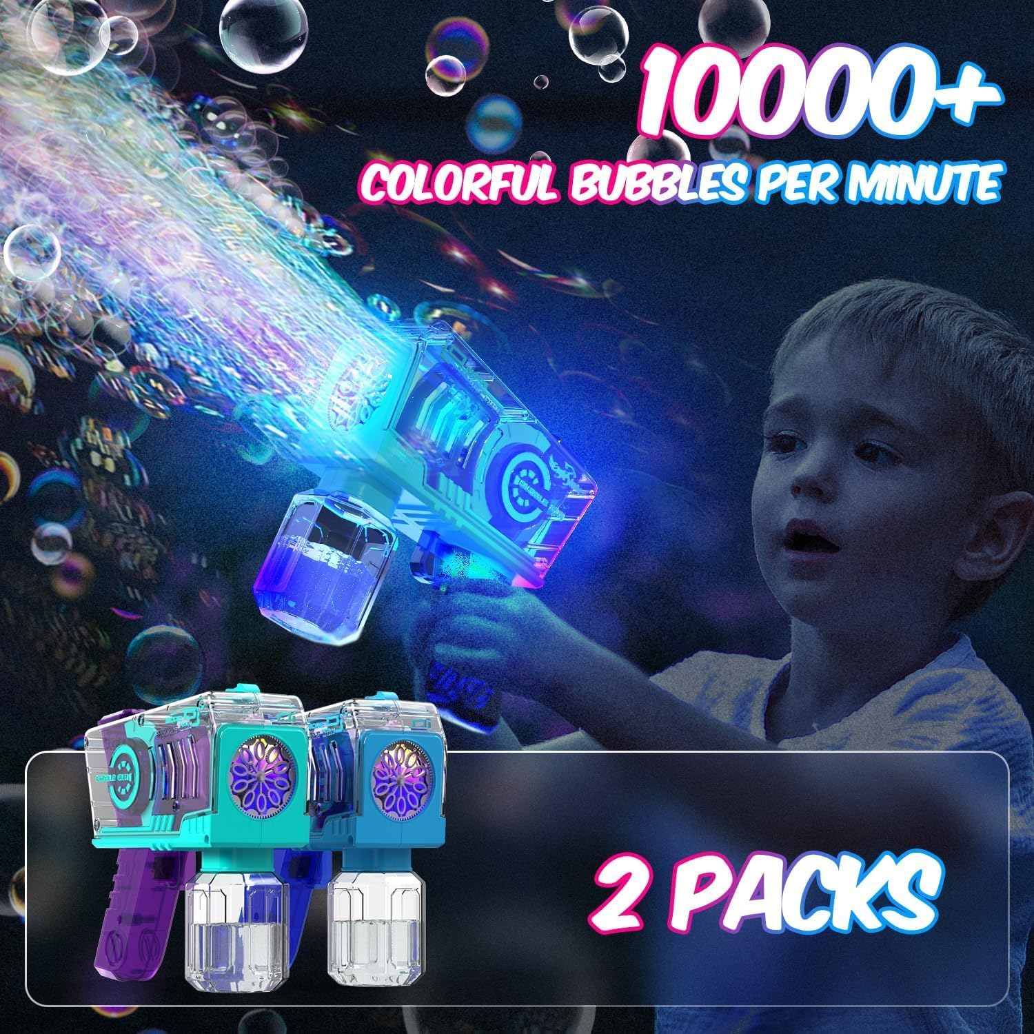 Detalle 2 de Eaglestone Bubble Gun 2-Pack automatic bubble blaster
