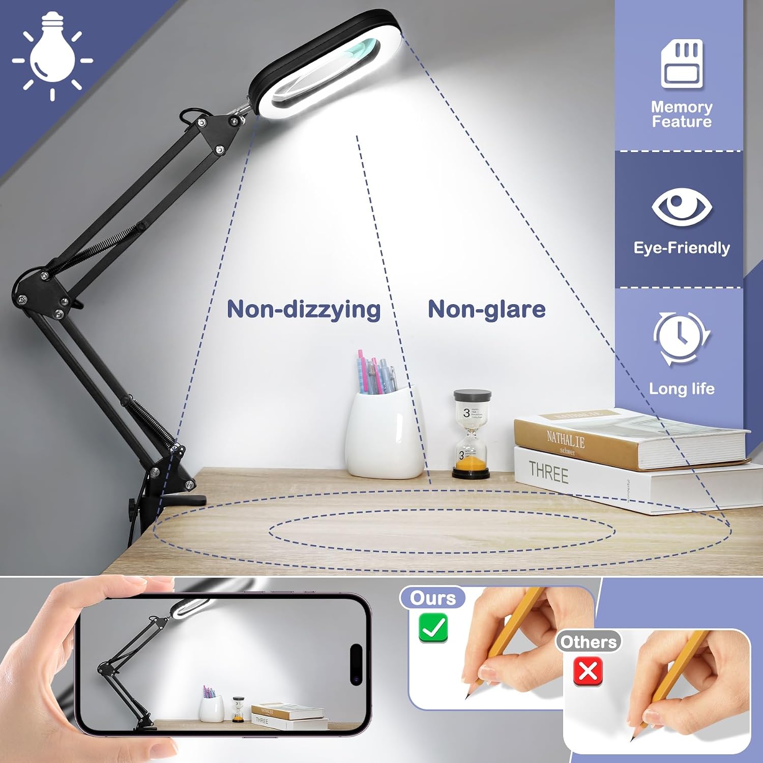 Thumbnail 4 de 10X Magnifying Glass with Light and Clamp