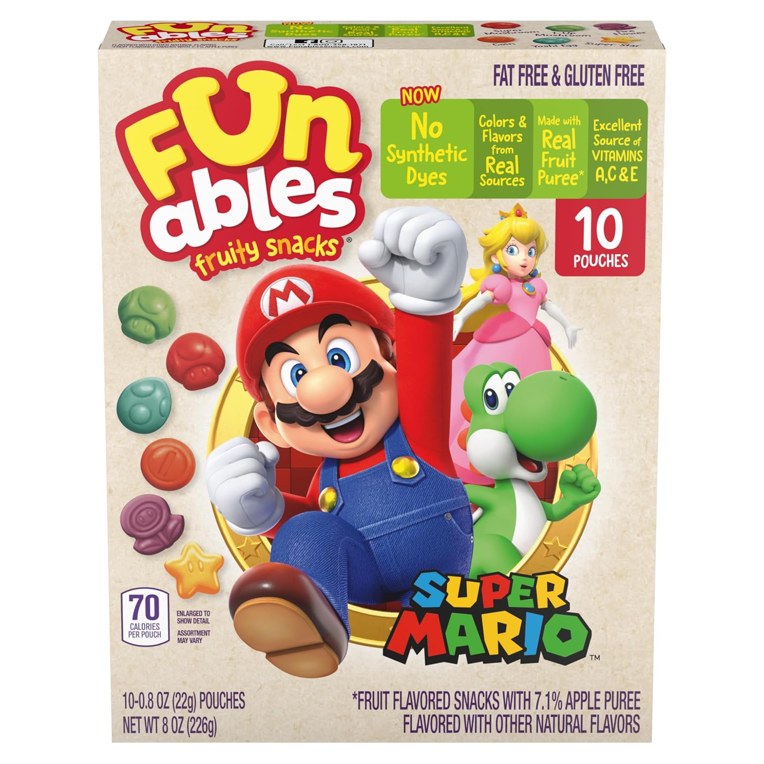 Detalle de Funables Super Mario Fruit Snacks, 10 Pouches with 7.1% Fruit Puree