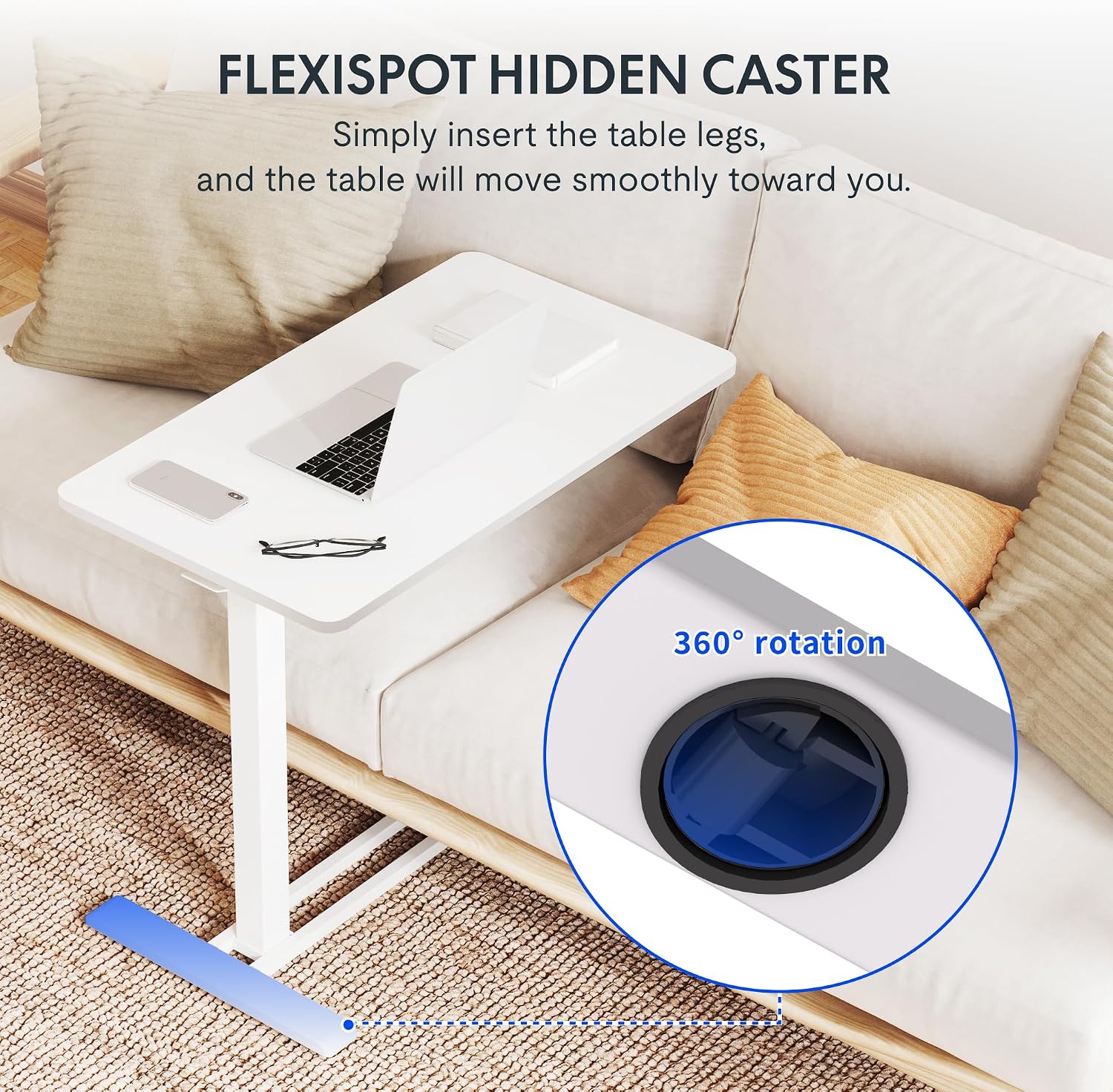 Detalle de FLEXISPOT Mobile Standing Desk, 32-inch