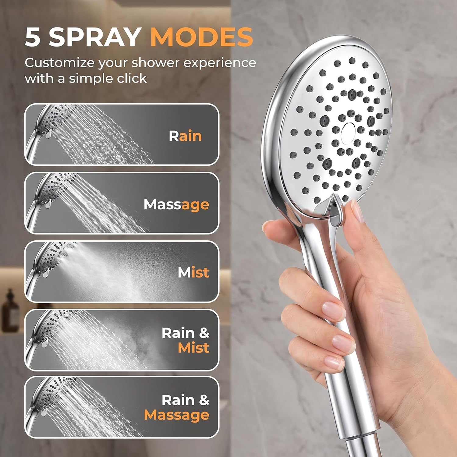 Detalle de FEELSO Handheld Showerhead, 5-Mode