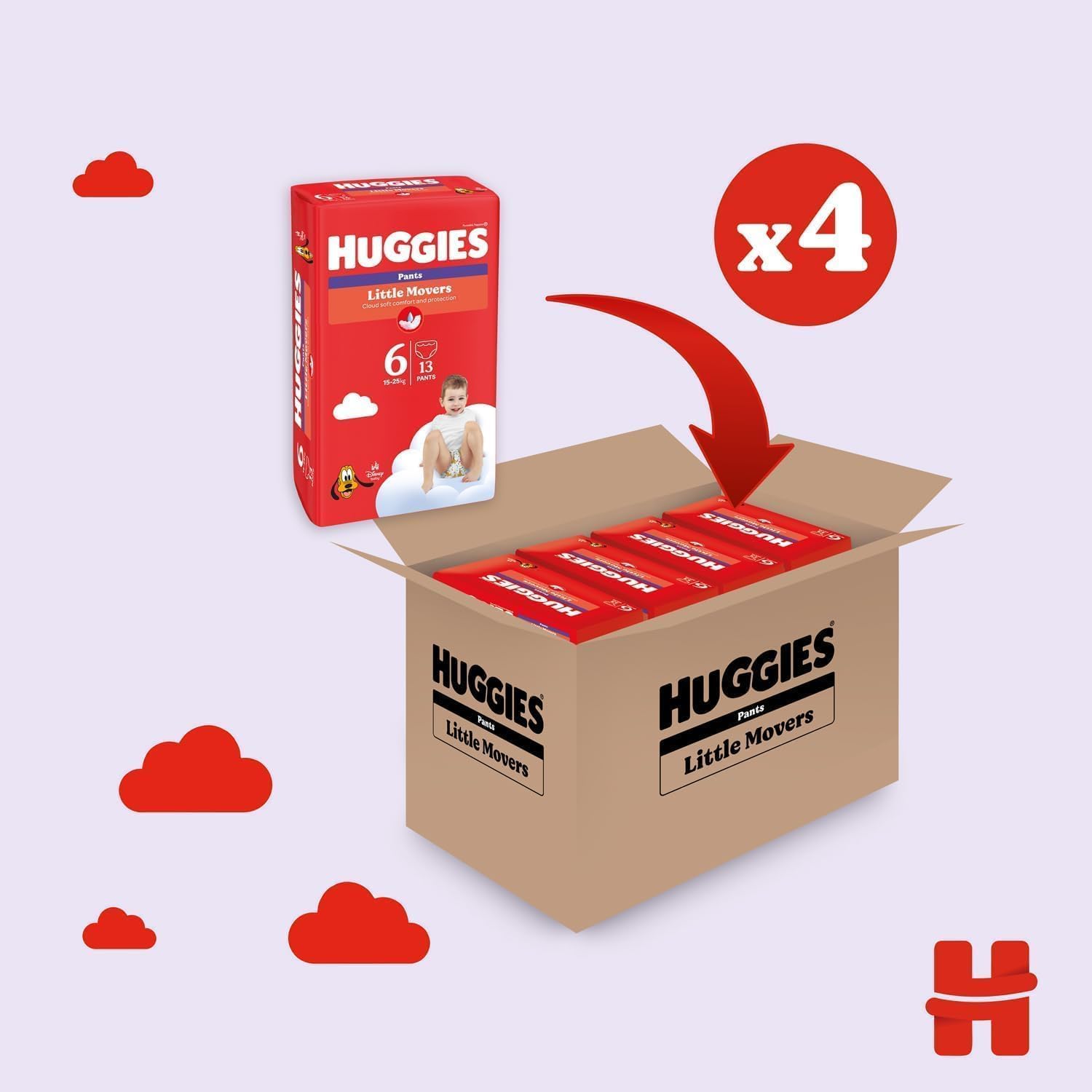 Thumbnail 2 de Huggies Little Movers Taglia 6 52 Pz