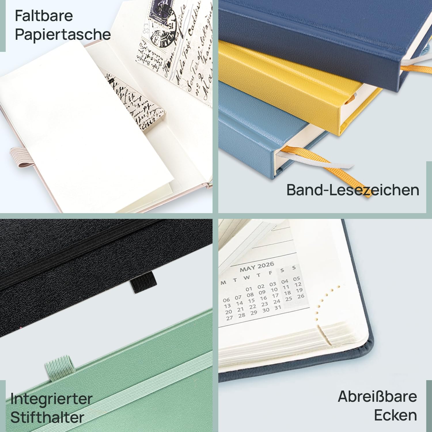 Thumbnail 5 de POPRUN Taschenkalender 2026/2027 Klein Hardcover – kompakter Planer A6 (15,6 x 10 cm) in Hellrosa