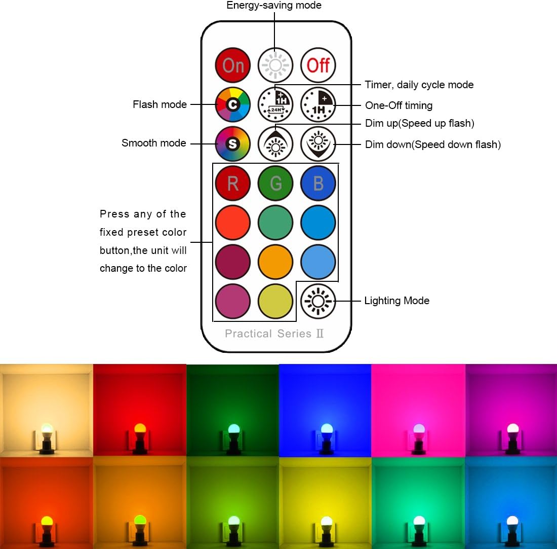 Thumbnail 3 de MELPO BR16-SA50 RGB LED Bulbs, 5W, 12 Colours, E26, 4-Pack
