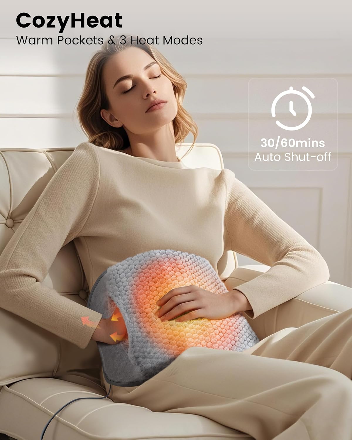 Detalle de COMFIER Graphene Heating Pad with Vibration Massage and Hand Warmer Pocket