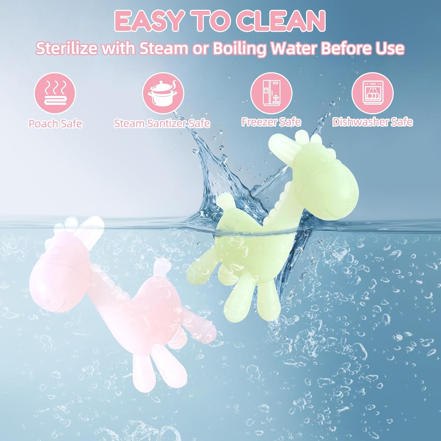 Thumbnail 3 de TYRY.HU Beißring Silikon Kühlende Zahnungshilfe Giraffe 4er Set