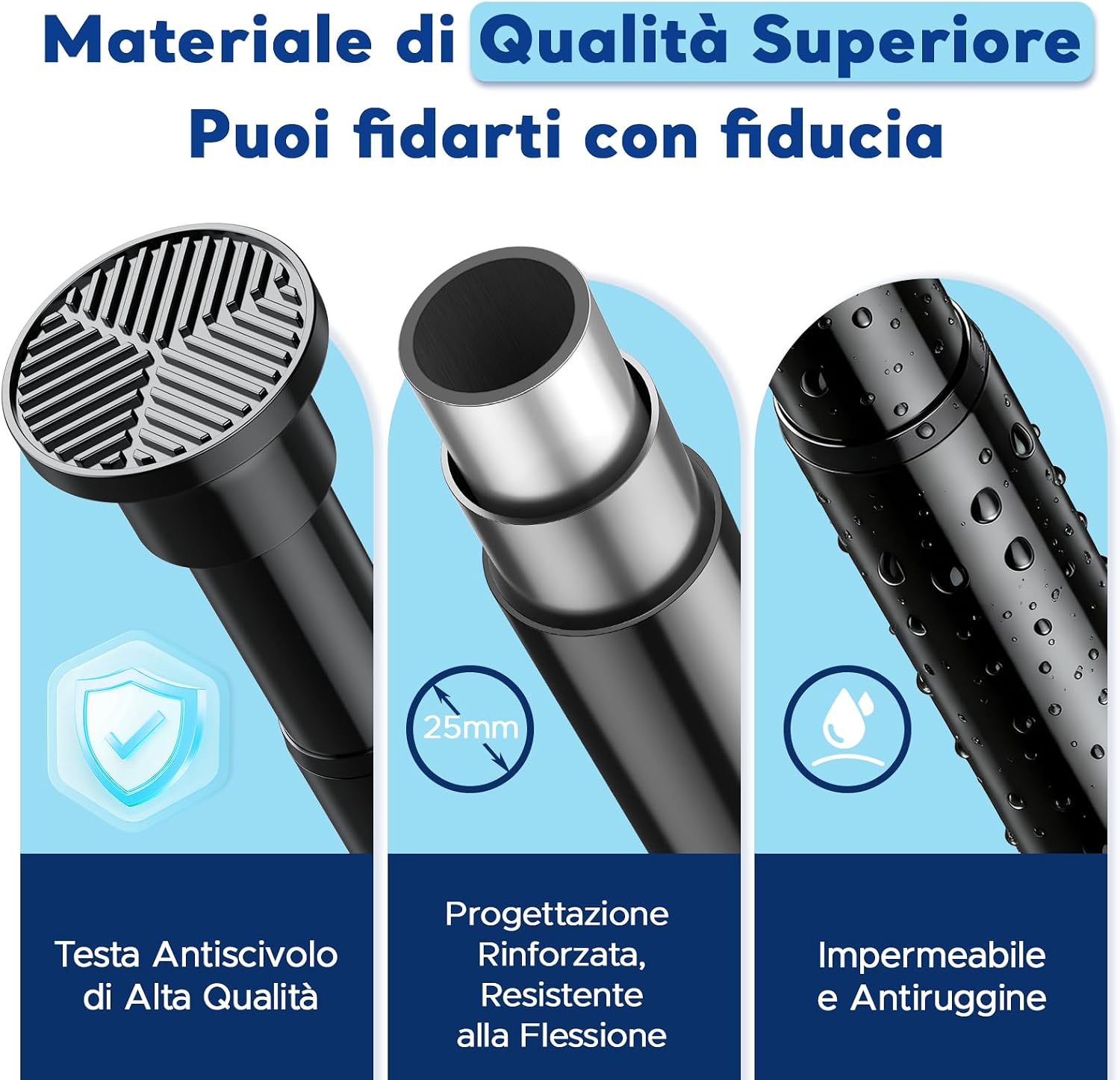 Thumbnail 6 de BSYXLSX Bastone a pressione per tende nero 71–155 cm, Ø 25 mm