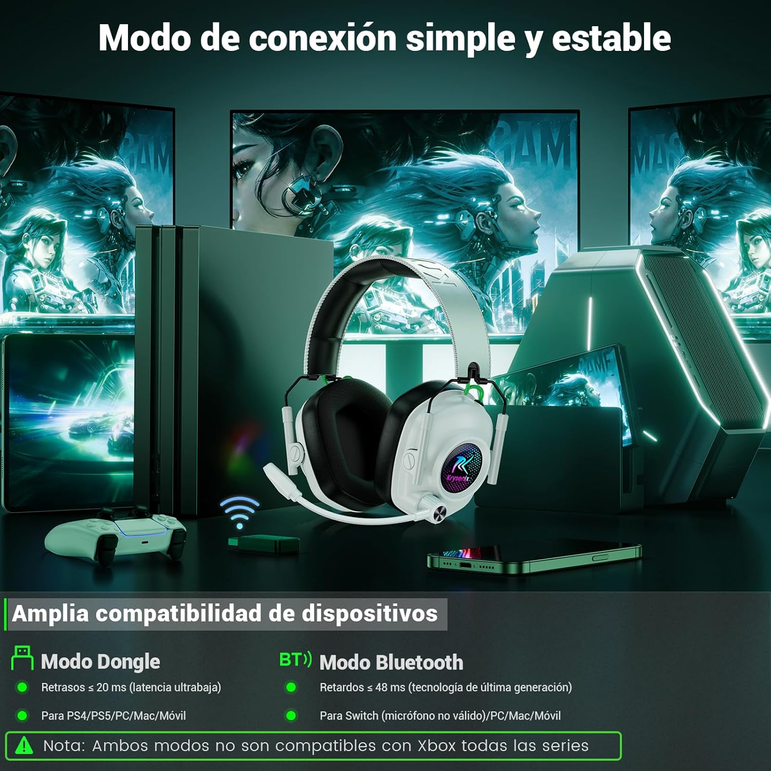 Thumbnail 6 de Krysenix 2,4 GHz Cascos Gaming 40h