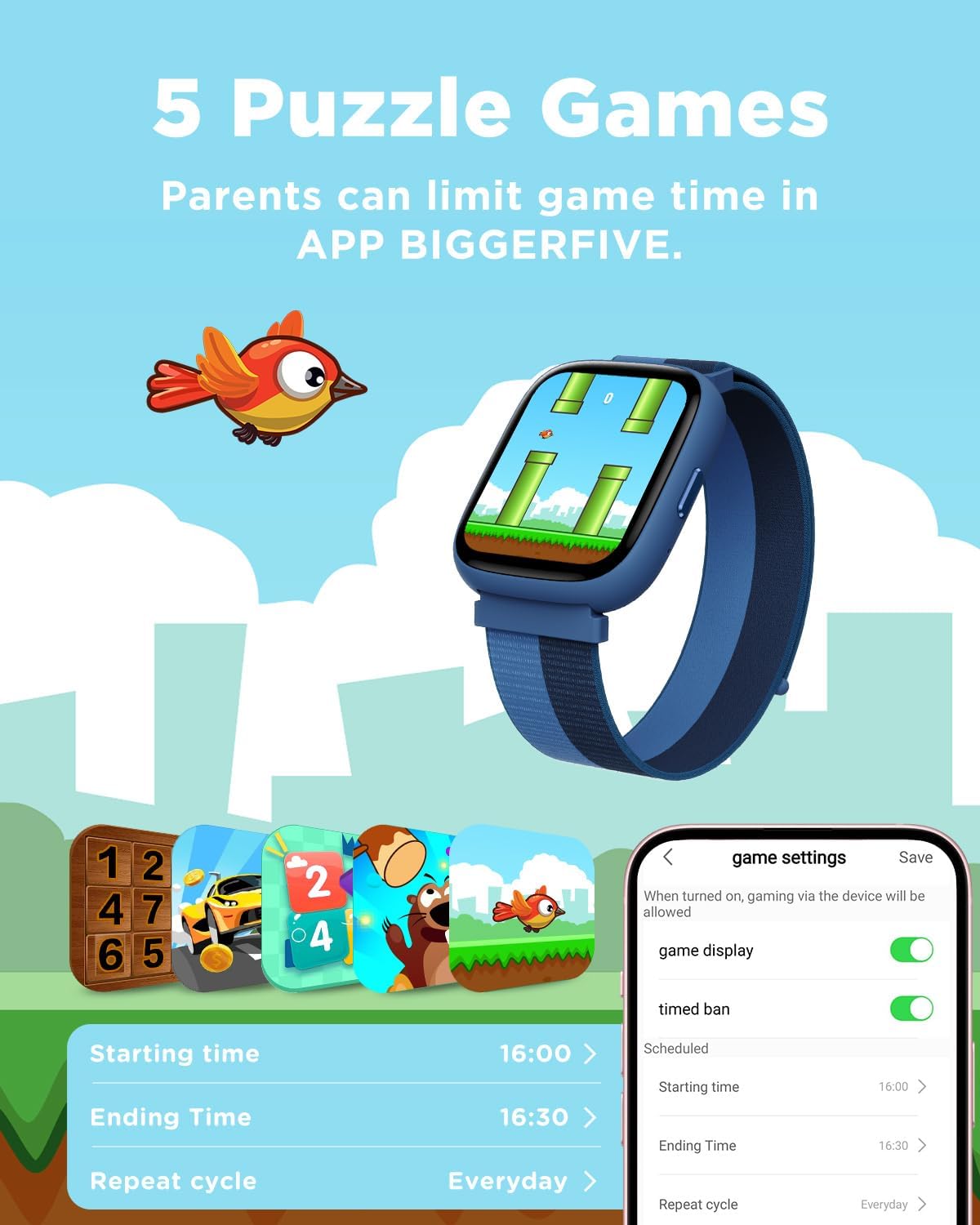 Thumbnail 5 de BIGGERFIVE Kids Smart Watch 1.8" fitness watch