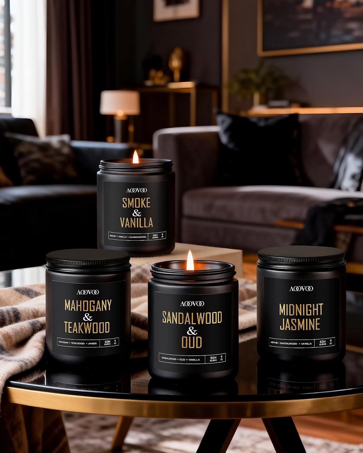 Thumbnail 1 de AOOVOO Scented Candles for Men 4-Pack 200-Hour Burn Time