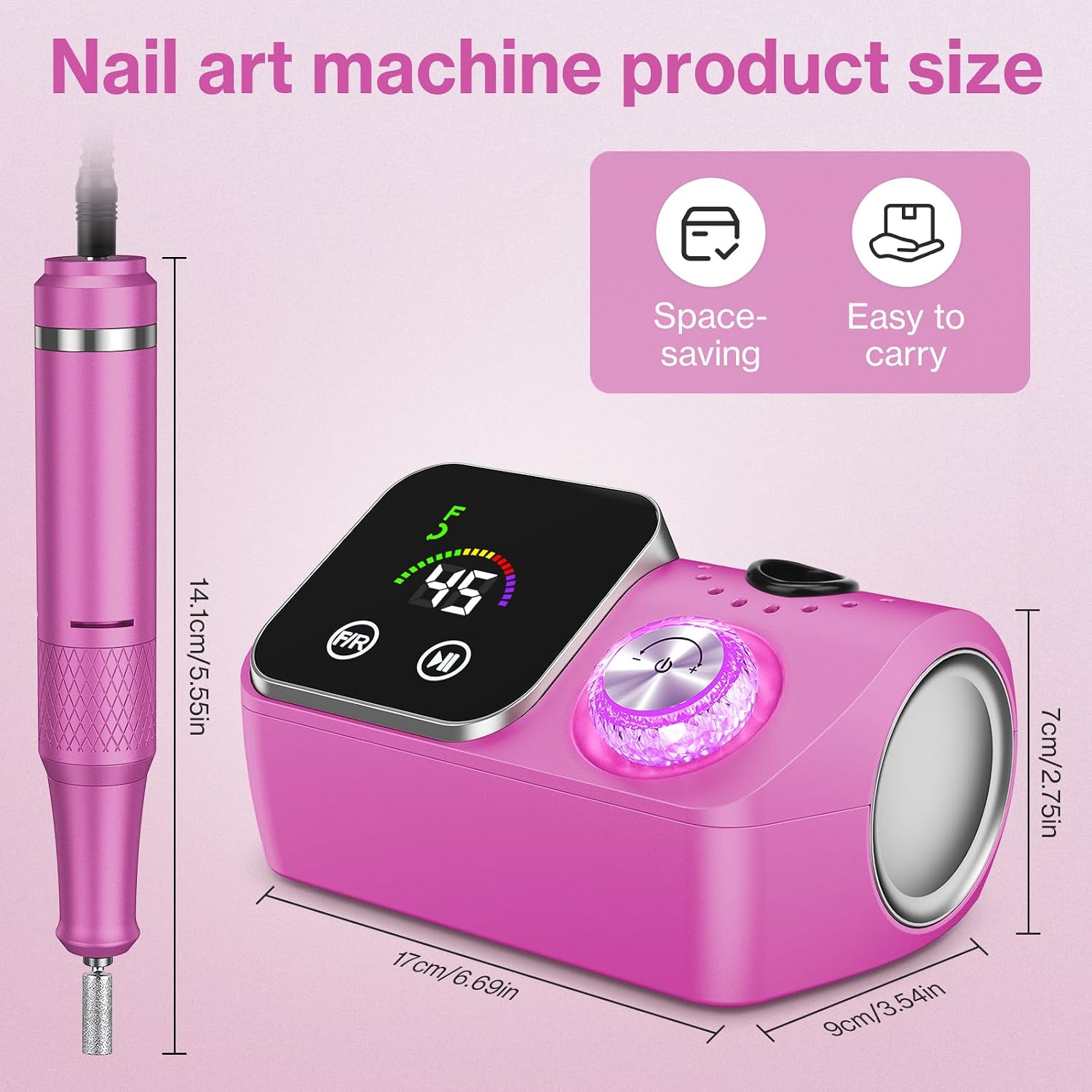 Thumbnail 4 de Urbuti Elektrische Nagelfeile & Nagelfräser für Gelnägel (bis 45.000 U/min) mit LCD-Anzeige