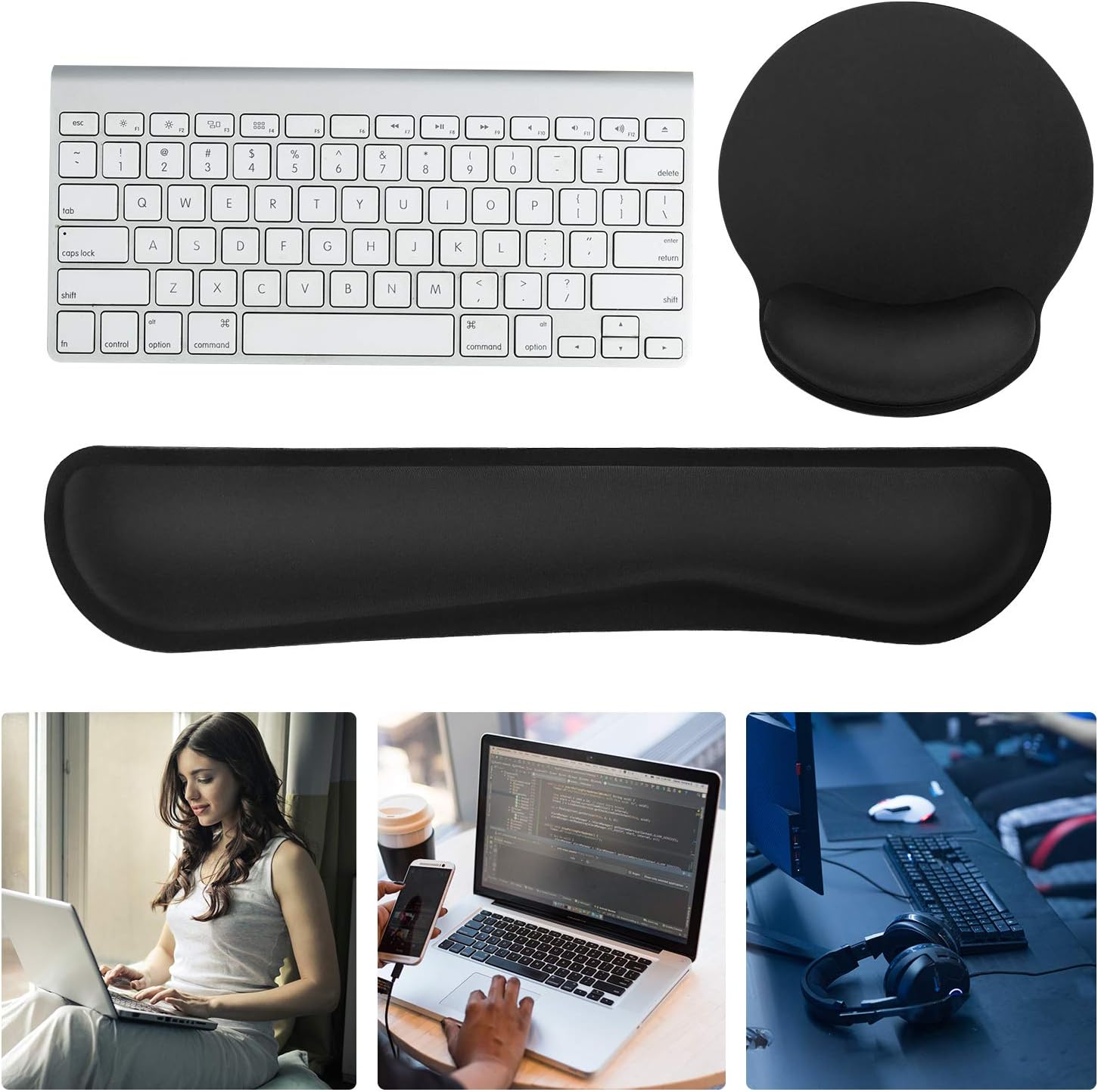 Thumbnail 6 de Moko Keyboard and Mouse Wrist Rest Set, Memory Foam