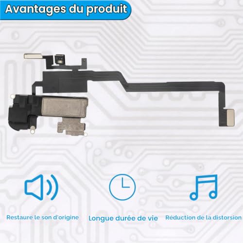 Detalle de ZHUROUPU écouteur de remplacement pour iPhone X 2017 avec câble flexible et joint prédécoupé