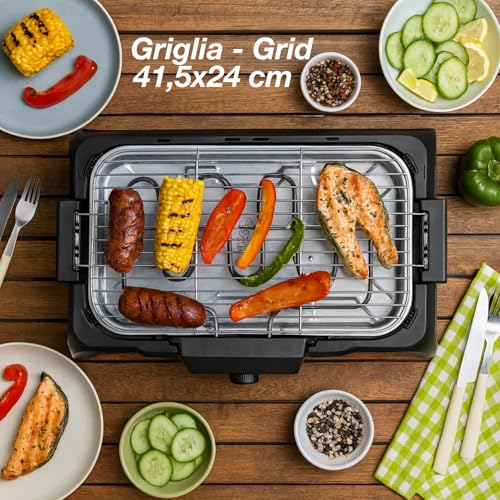 Detalle de BEPER P101BBQ001 Barbecue Elettrico 2000W – Griglia XXL 41,5x24 cm, Cottura Senza Fumo