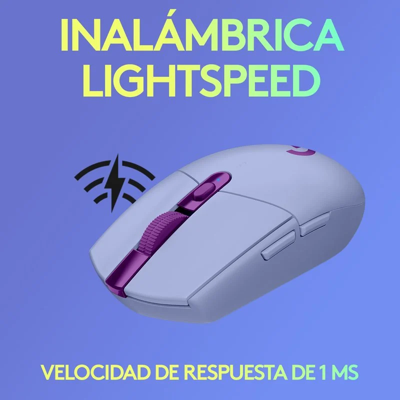 Thumbnail 1 de Logitech G305 Lightspeed ratón inalámbrico gaming lila (sensor HERO, hasta 12.000 DPI)