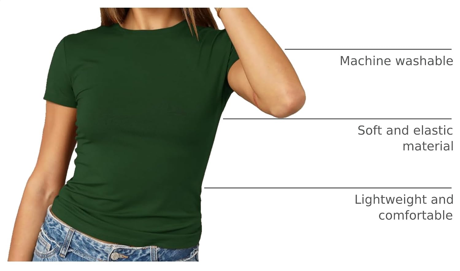 Thumbnail 3 de Abardsion Women's Casual Basic Slim Fit Crop Tops — Short Sleeve Crew Neck Tee (Summer 2026)