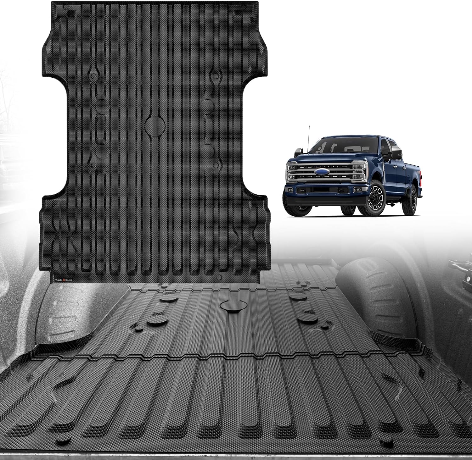 Detalle de TripleAliners Truck Bed Mat for 2017–2026 Ford Super Duty F-250/F-350/F-450 (6.75–6.8ft / 81in) - FortiGrip Heavy-Duty All-Weather Liner