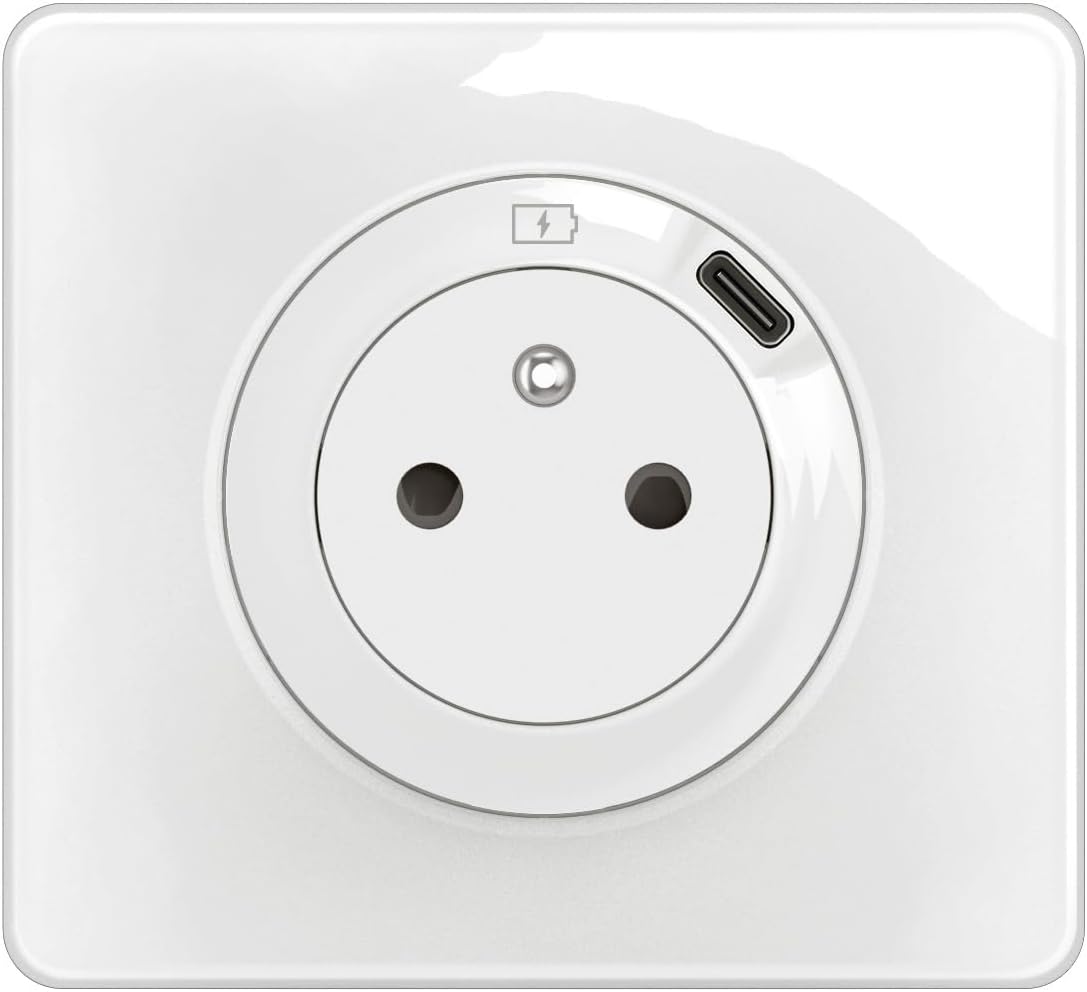 Thumbnail 4 de Legrand Prise Electrique Murale Céliane Surface avec Terre, chargeur USB 7,5 W intégré et plaque affleurante noire