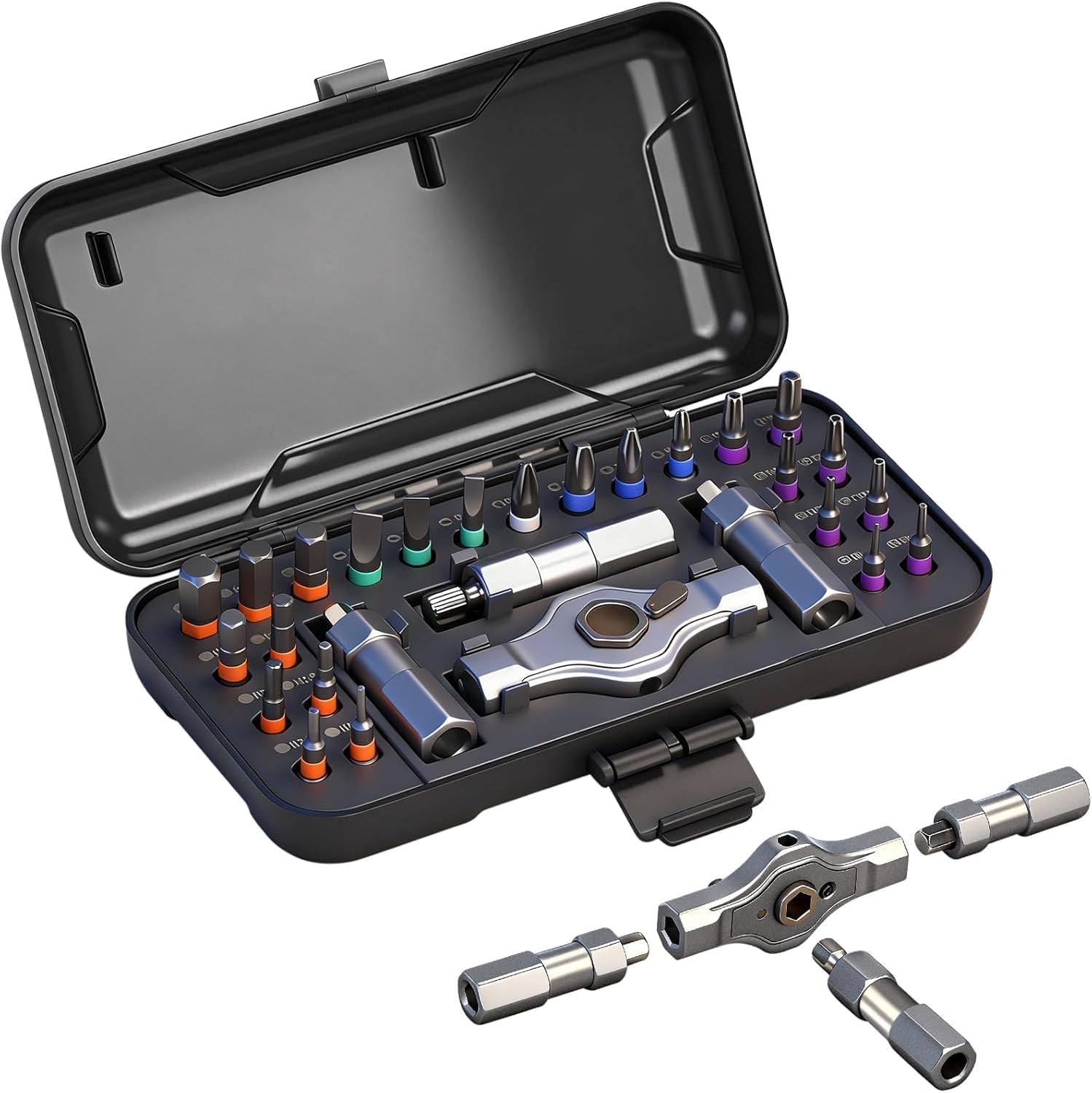 Koeutoze 24 in 1 Magnetic Screwdriver Set with Ratchet, S2 Steel Bits & Ergonomic Aluminium Handle