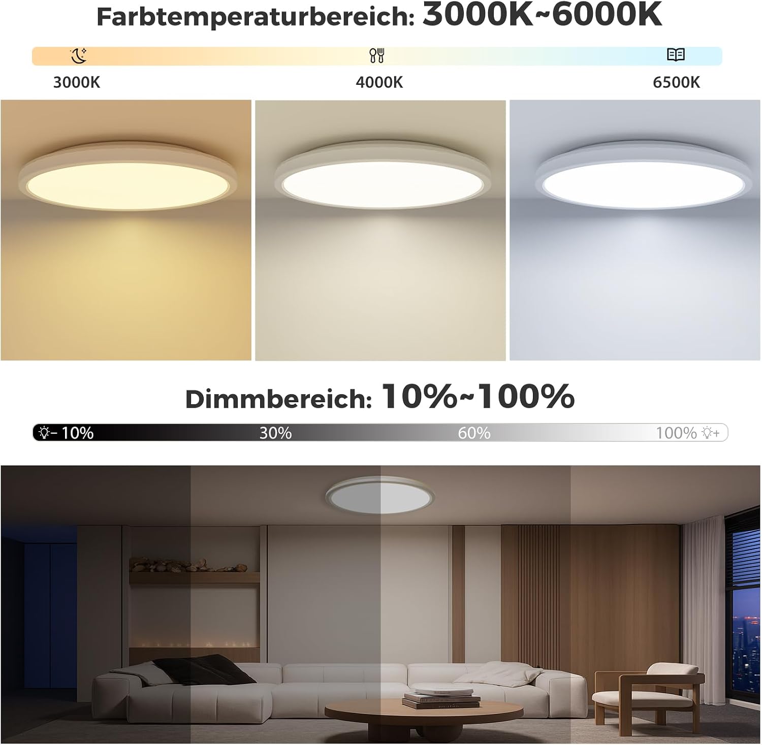 Detalle de zemty LED Deckenleuchte 24 W RGB 30 cm
