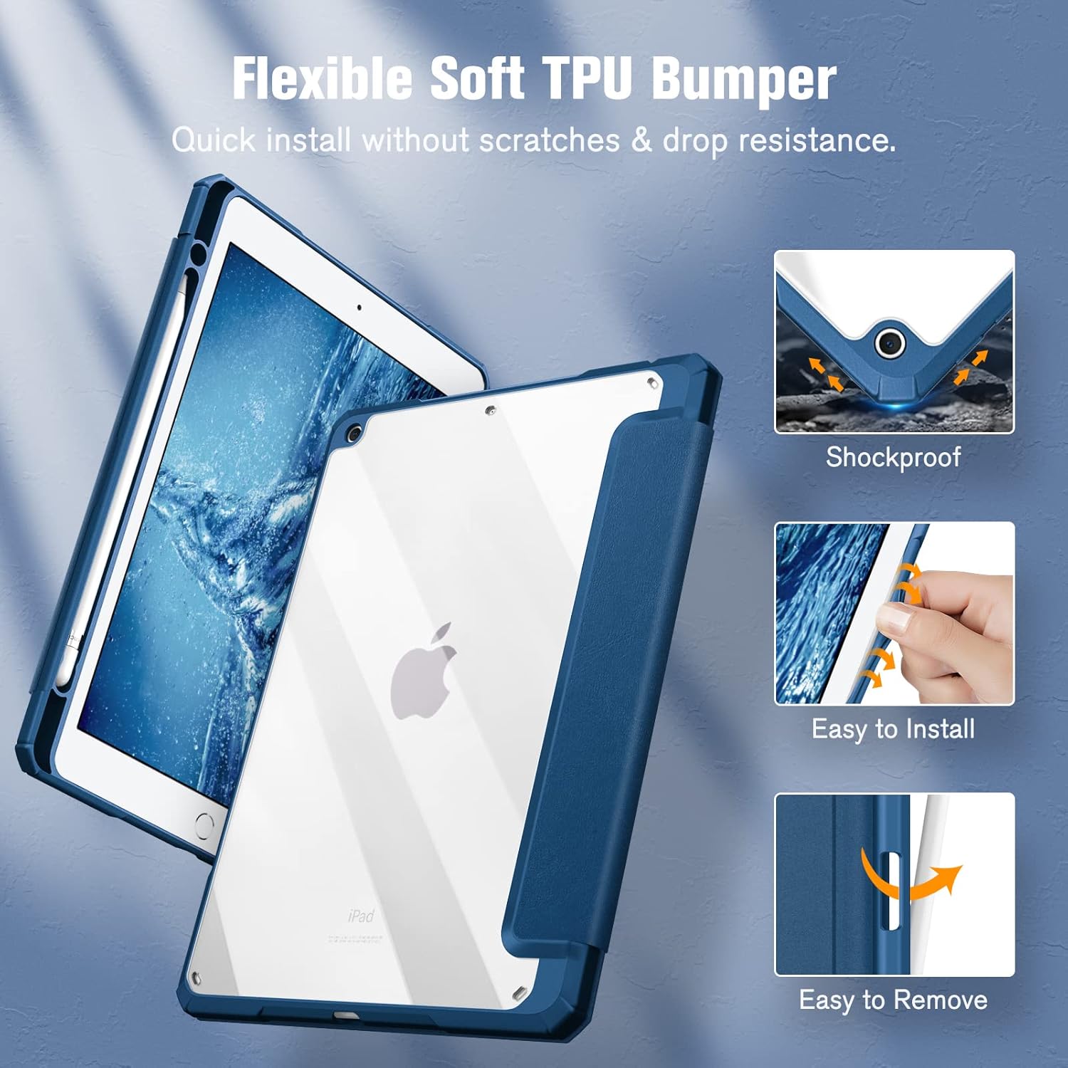 Thumbnail 5 de FINTIE Hybrid Hülle für 10,2‑Zoll iPad (9. Gen. 2021 / 8. Gen. 2020 / 7. Gen. 2019) mit Stifthalter – stoßfeste Schutzhülle, blau