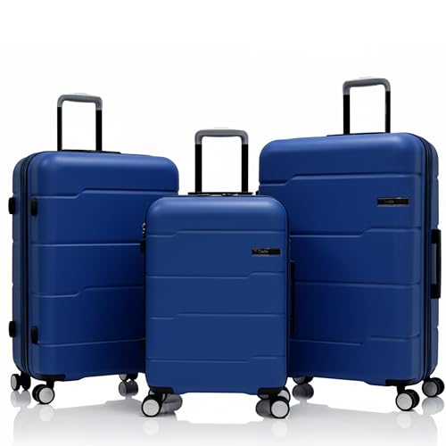 Detalle de Unik REVOLUTION: Juego de 3 Maletas Rígidas ABS con Expansión, 4 Ruedas 360° y Cerradura TSA (Cabina 55cm, Mediana 67cm, Grande 77cm) - Azul