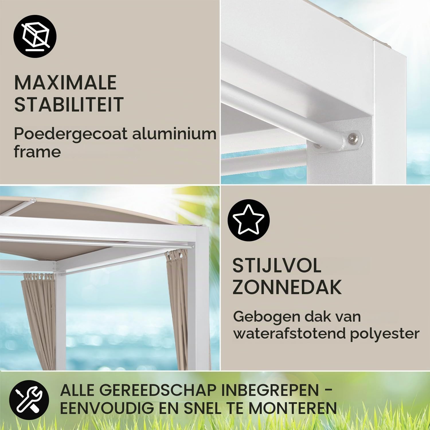 Detalle de blumfeldt Eremitage Double XL 10035430 dubbele tuinligstoel met luifel