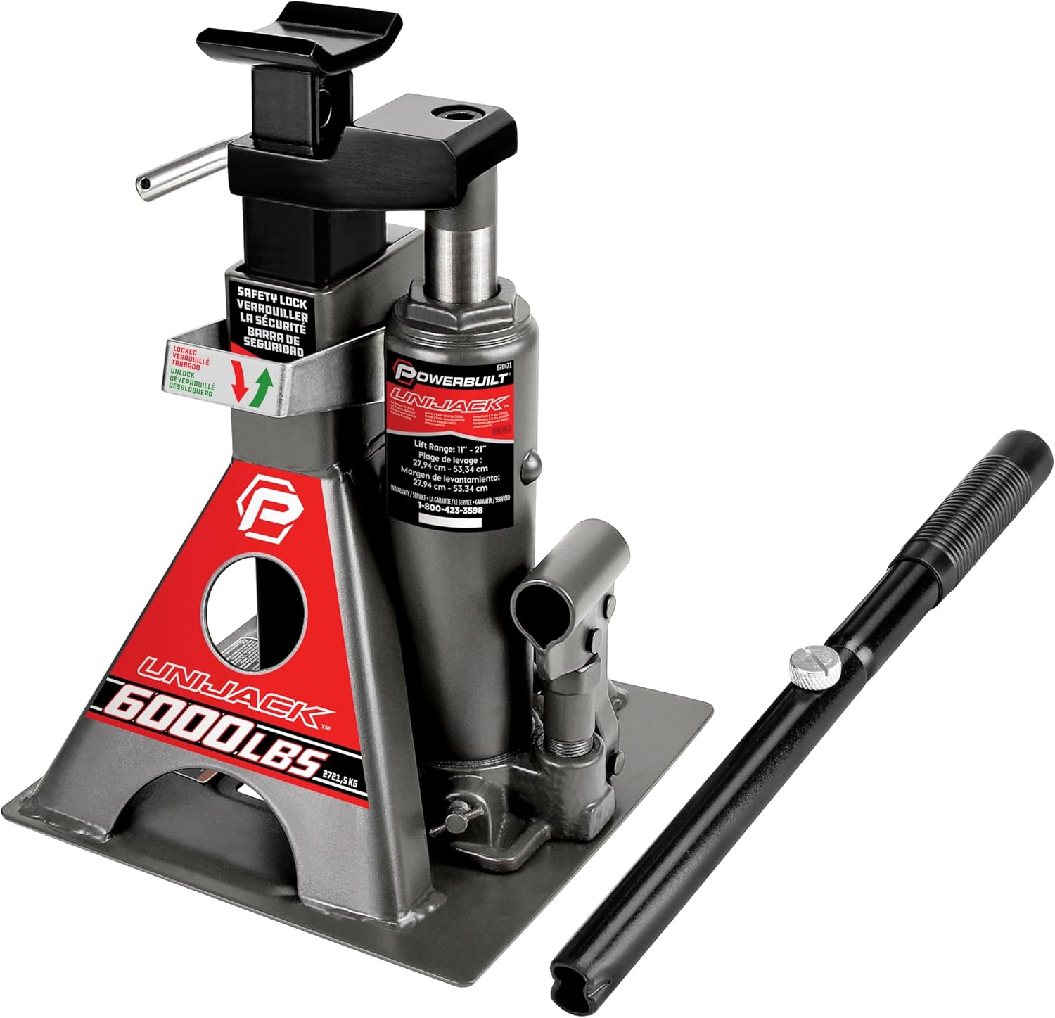 Detalle de Powerbuilt 3 Ton Bottle Jack and Jack Stands (All-in-One) 620471, 6,000 lb capacity